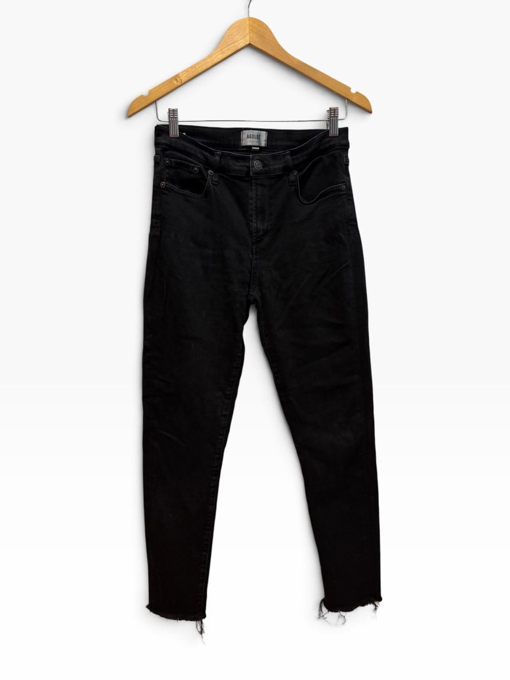 AGOLDE Black Raw Hem Cropped Stretchy Slim Sophie Jean Grunge Emo Biker Size 28